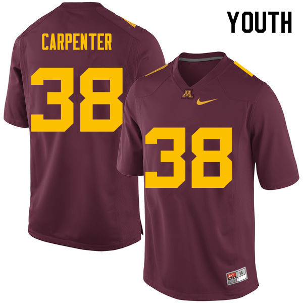 Youth #38 Emmit Carpenter Minnesota Golden Gophers College Football Jerseys Sale-Maroon